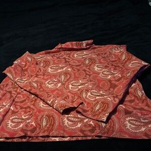 Lands' End Red Paisley Blouse